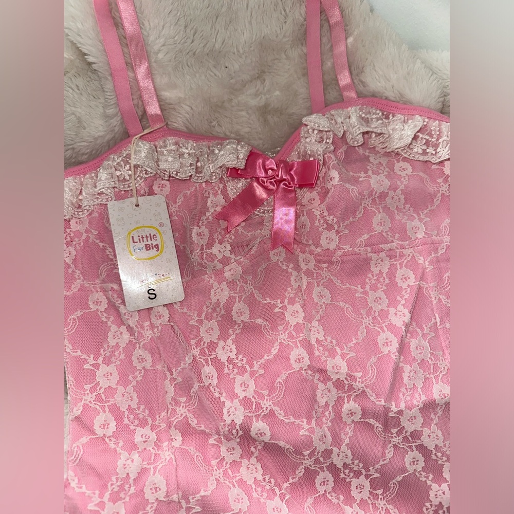NWT Rare Little For Big Pink Bow Lace Onesie - Picture 4 of 5